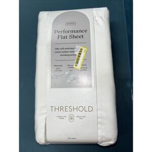 Queen 400 Thread Count Performance Flat Sheet Sour Cream Color Threshold: Cotton